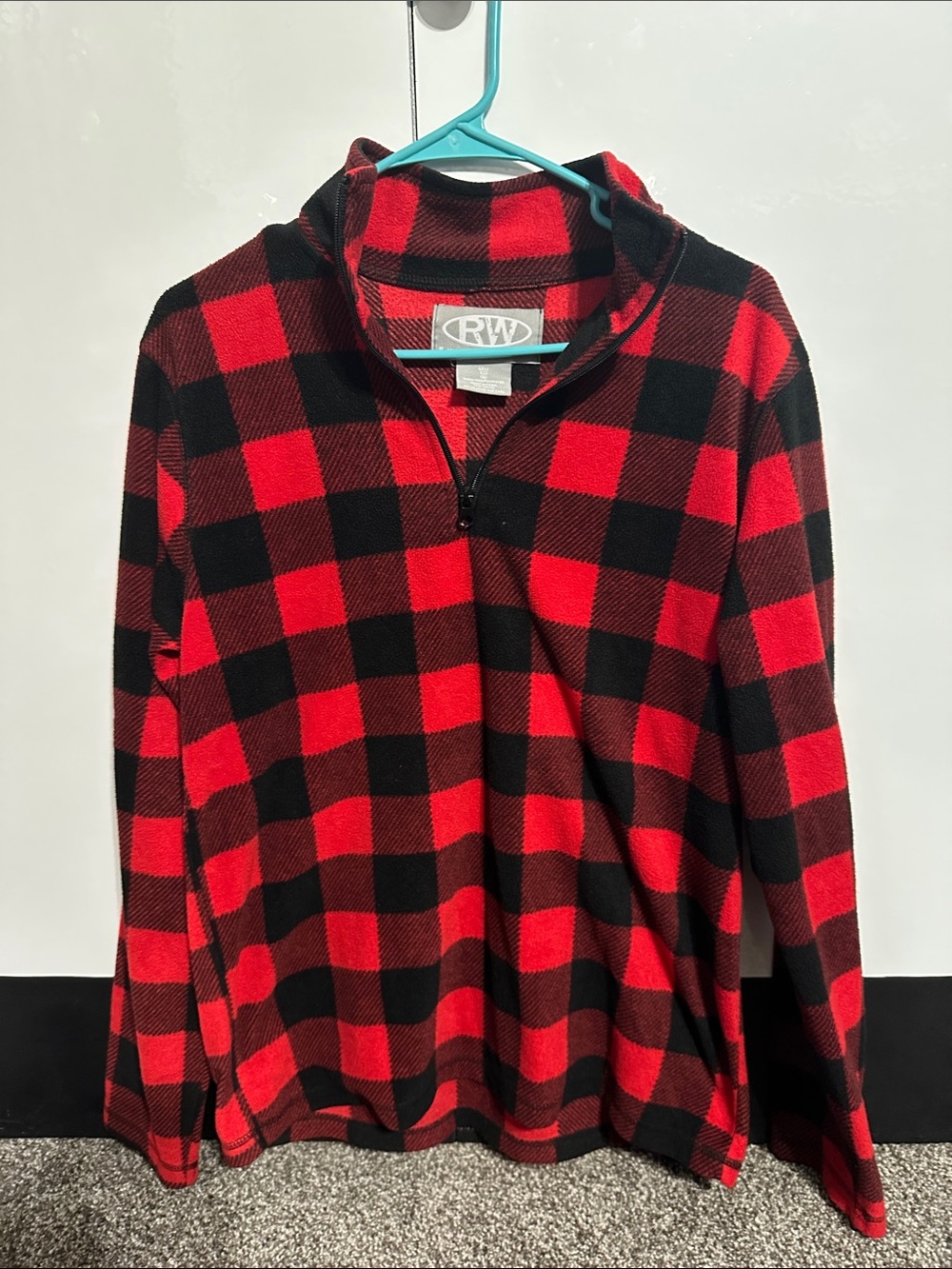 RW Red & Black Buffalo Plaid Quarter-Zip Pullover
